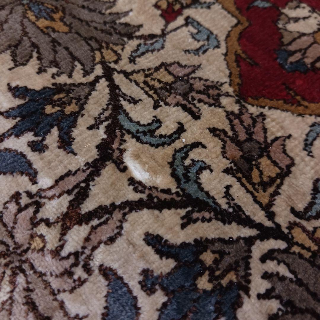 Y3294 中国北京緞通 ピュアシルク100% 細密手織り360段