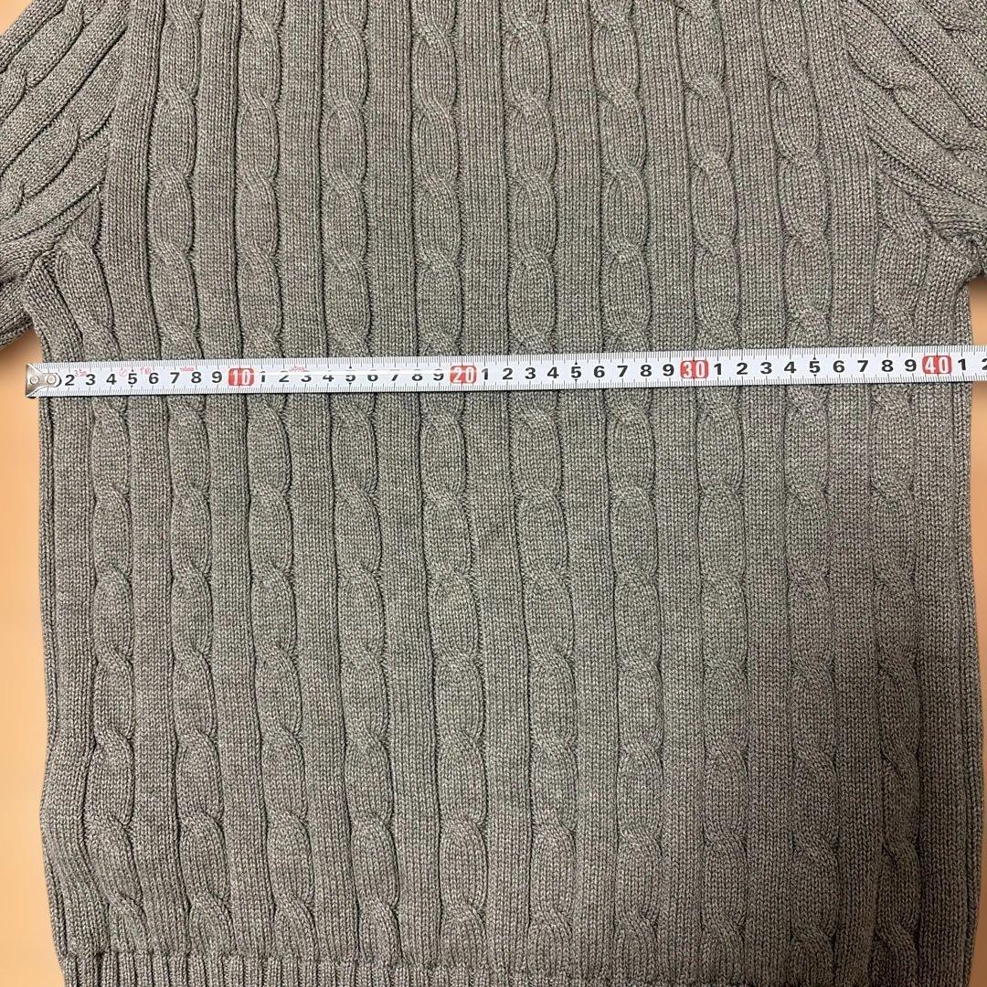 ポロラルフローレン　ケーブルニット　セーター　グレー　ポニーロゴ刺繍　コットン