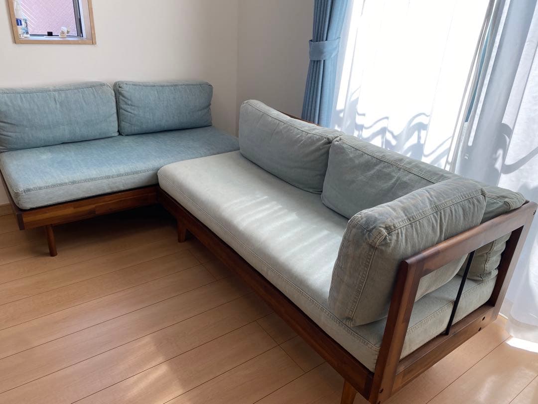 【引取限定】(値下げ済) デニムソファ L字型 Unico Swella