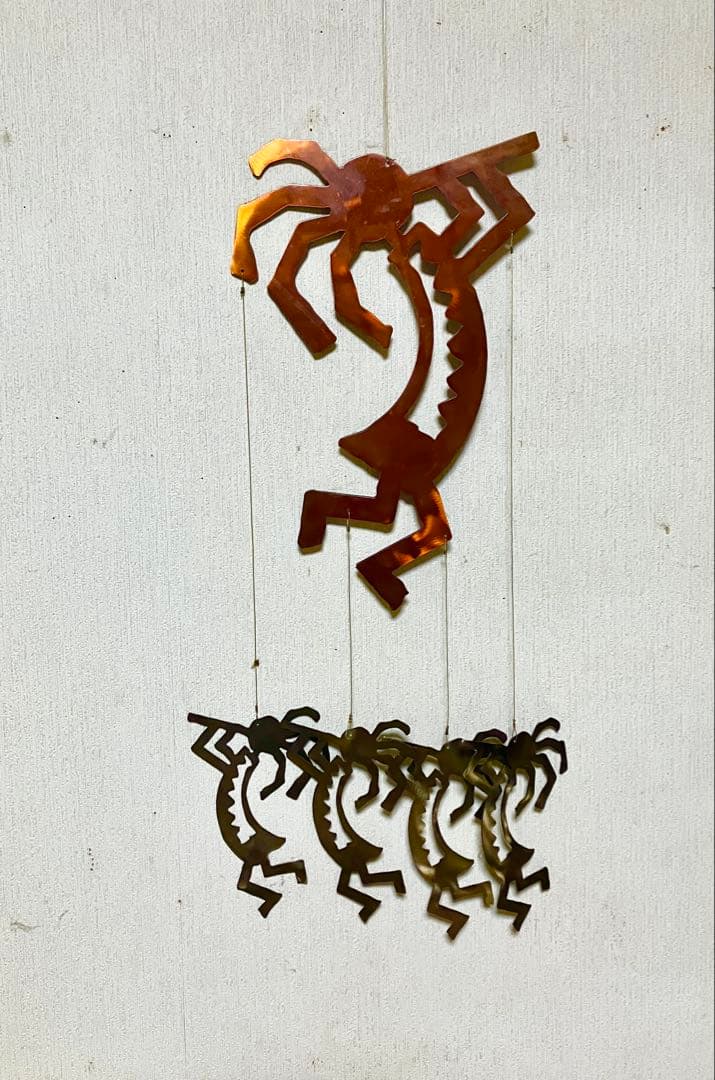 大きなココペリ　スチール　ウインドチャーム