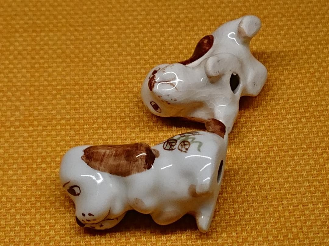 【美品】イヌ　犬　陶器　置物　インテリア　工芸品　美術品　A2636