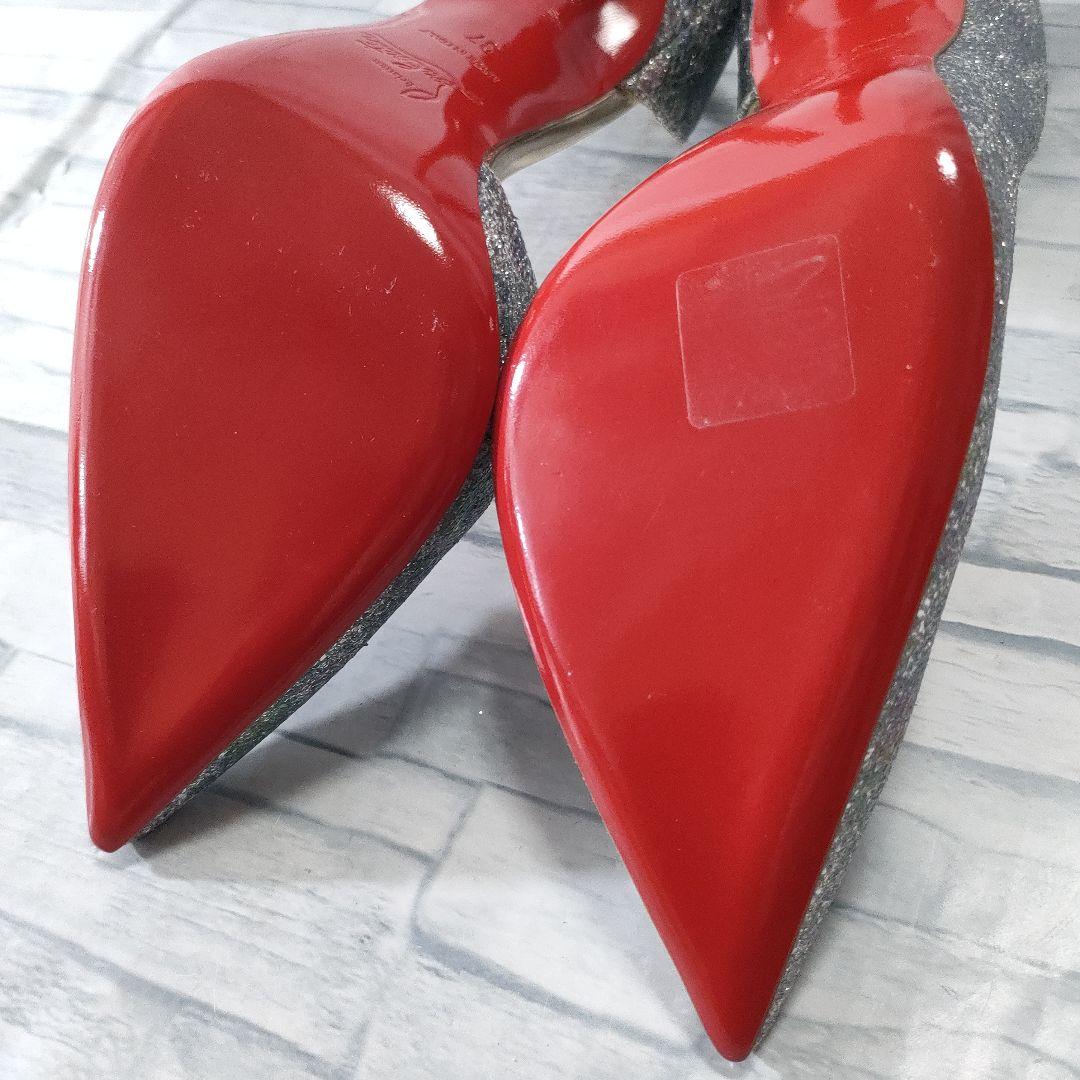 未使用品✨ルブタン　グリッターパンプス　ハイヒール　ブルーシルバー　37