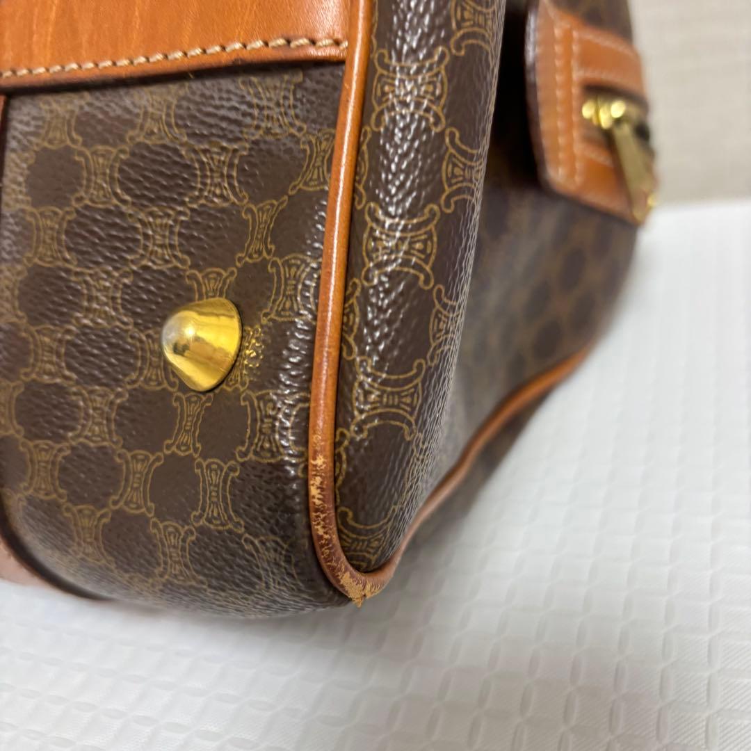 CELINE ブラウン マカダム柄 レザーボストンバッグ