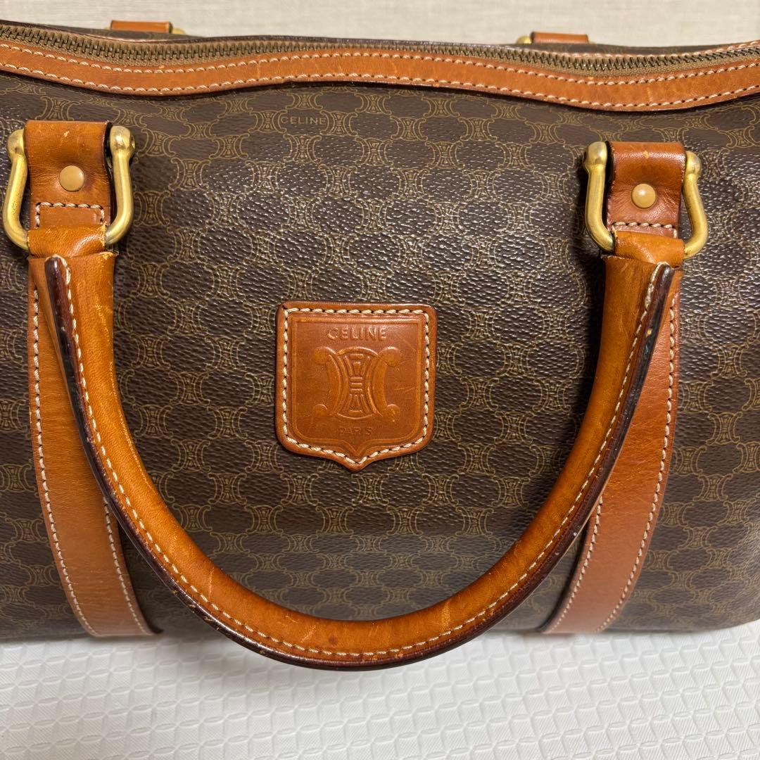 CELINE ブラウン マカダム柄 レザーボストンバッグ
