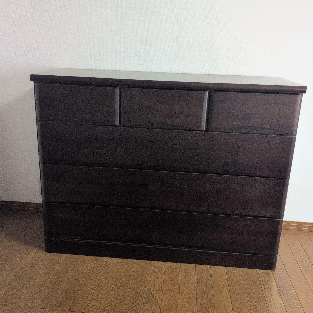 ダークブラウン 木製チェスト 引き出し