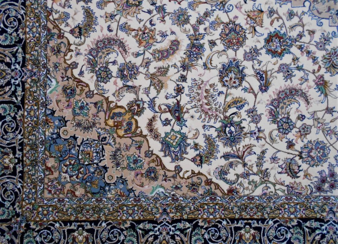 170万ノット！輝く、多色織絨毯！本場イラン産 150×225cm‐200981