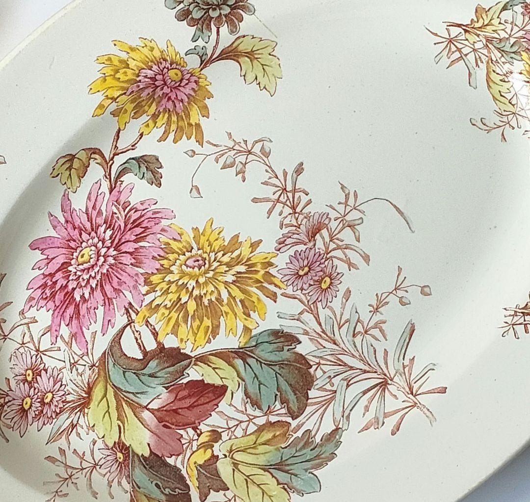 希少　美品　リュネビル　お花のオーバル皿　フランスアンティーク