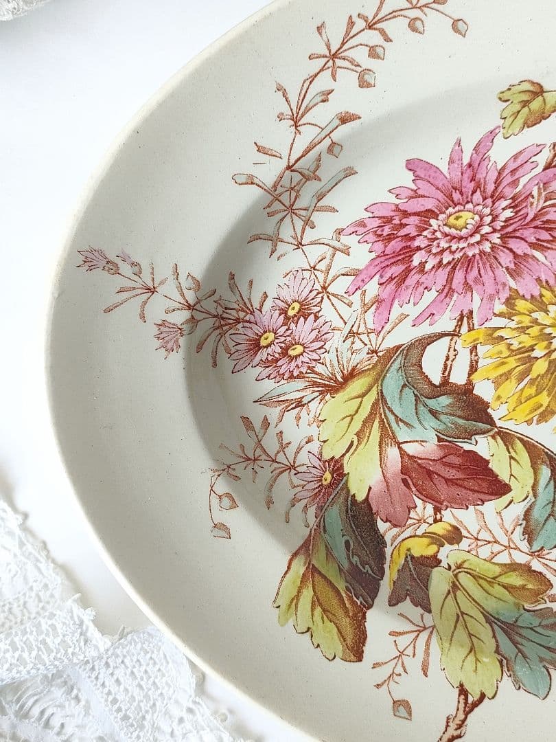 希少　美品　リュネビル　お花のオーバル皿　フランスアンティーク