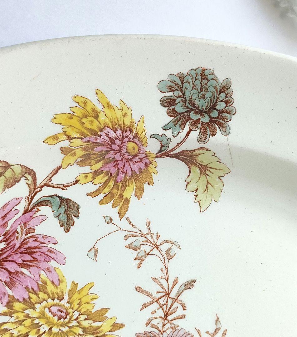 希少　美品　リュネビル　お花のオーバル皿　フランスアンティーク