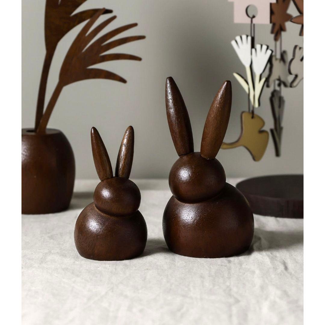 ウサギの木製置物セット