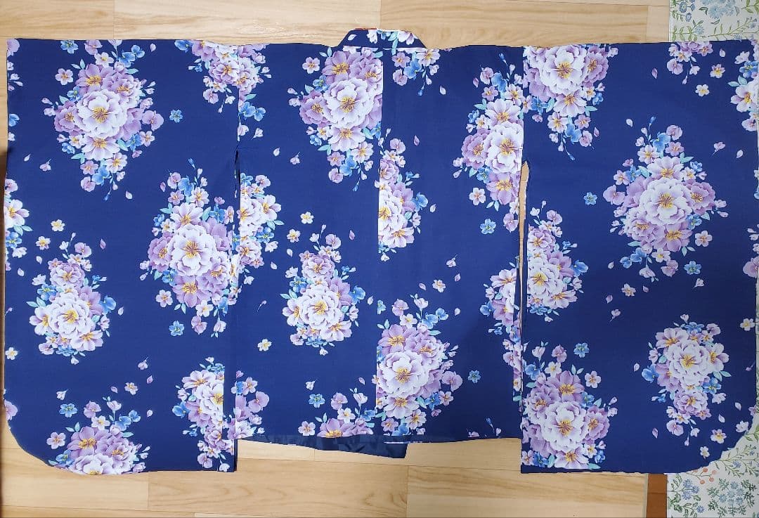 【匿名配送】袴卒業式160cm 瑠璃着物×本紫袴 キャサリンコテージ