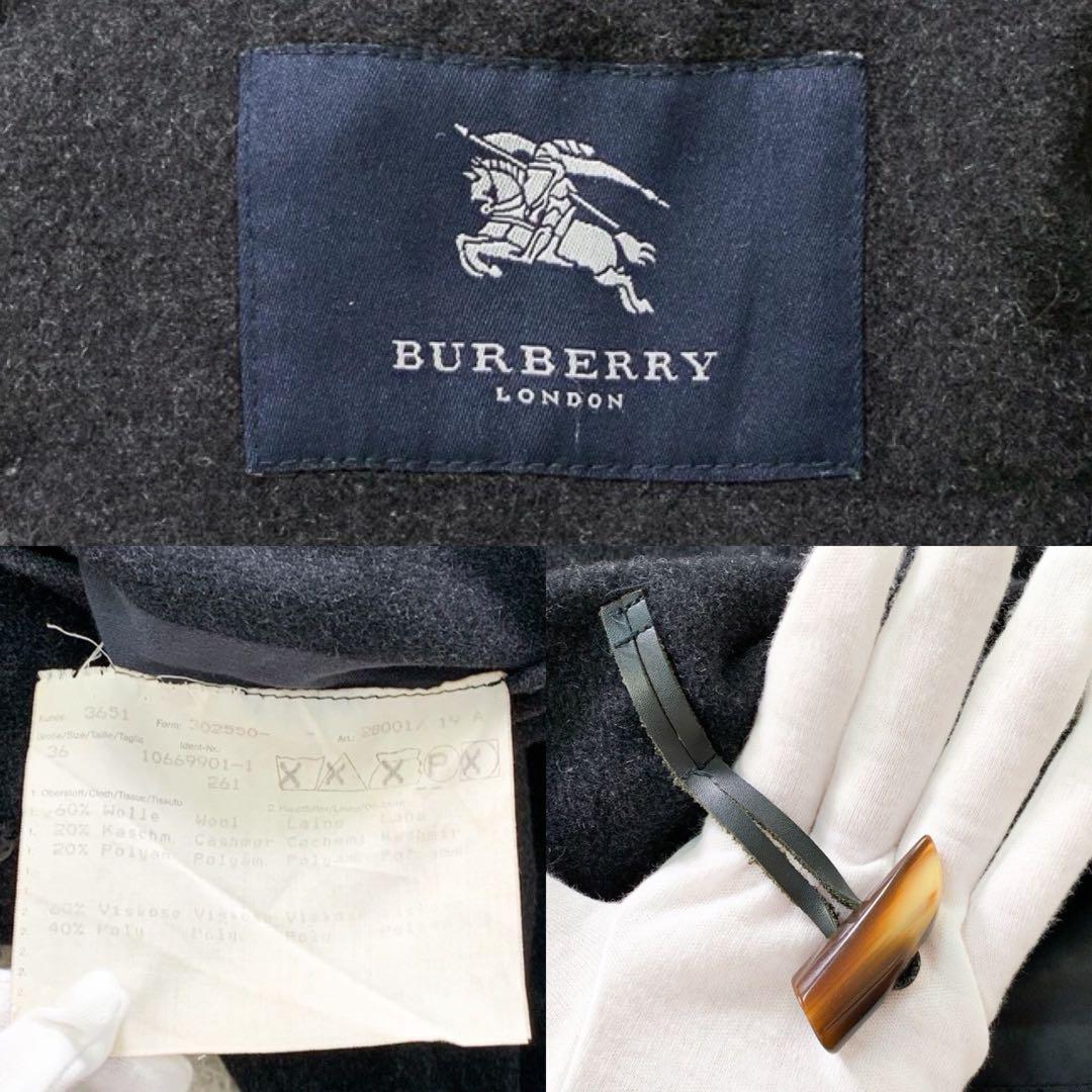 【美品・カシミヤ混】バーバリー ロンドンダッフルコート 黒 フード L〜XL相当