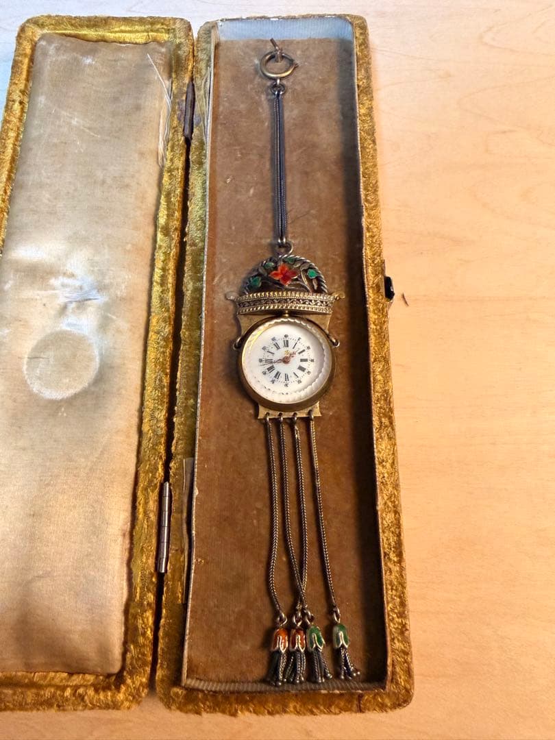 アンティーク調ペンダントウォッチ 機械式手巻き装飾デザイン タッセル ケース付き