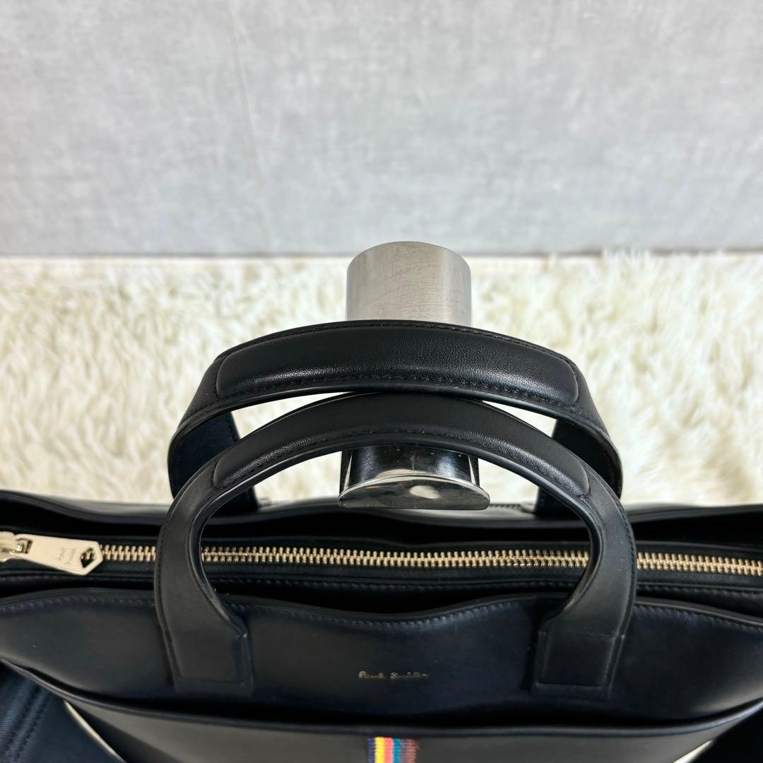 ポールスミス 牛革レザー トートバッグ ブラック アーティスト・ストライプ