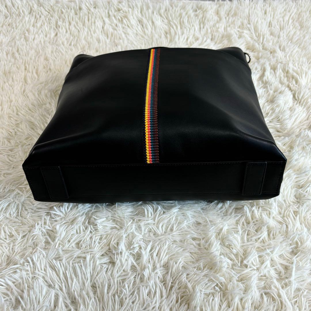 ポールスミス 牛革レザー トートバッグ ブラック アーティスト・ストライプ