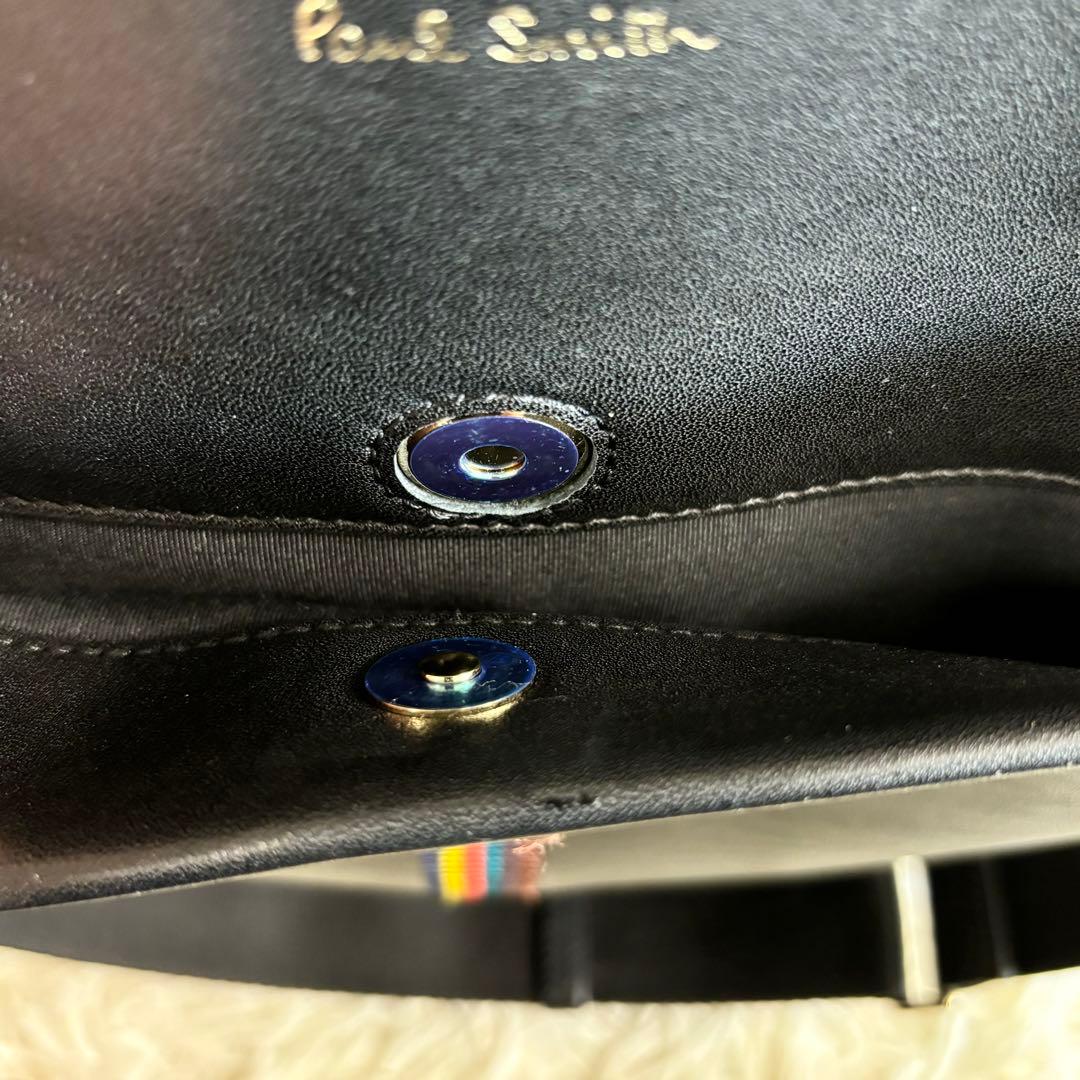 ポールスミス 牛革レザー トートバッグ ブラック アーティスト・ストライプ