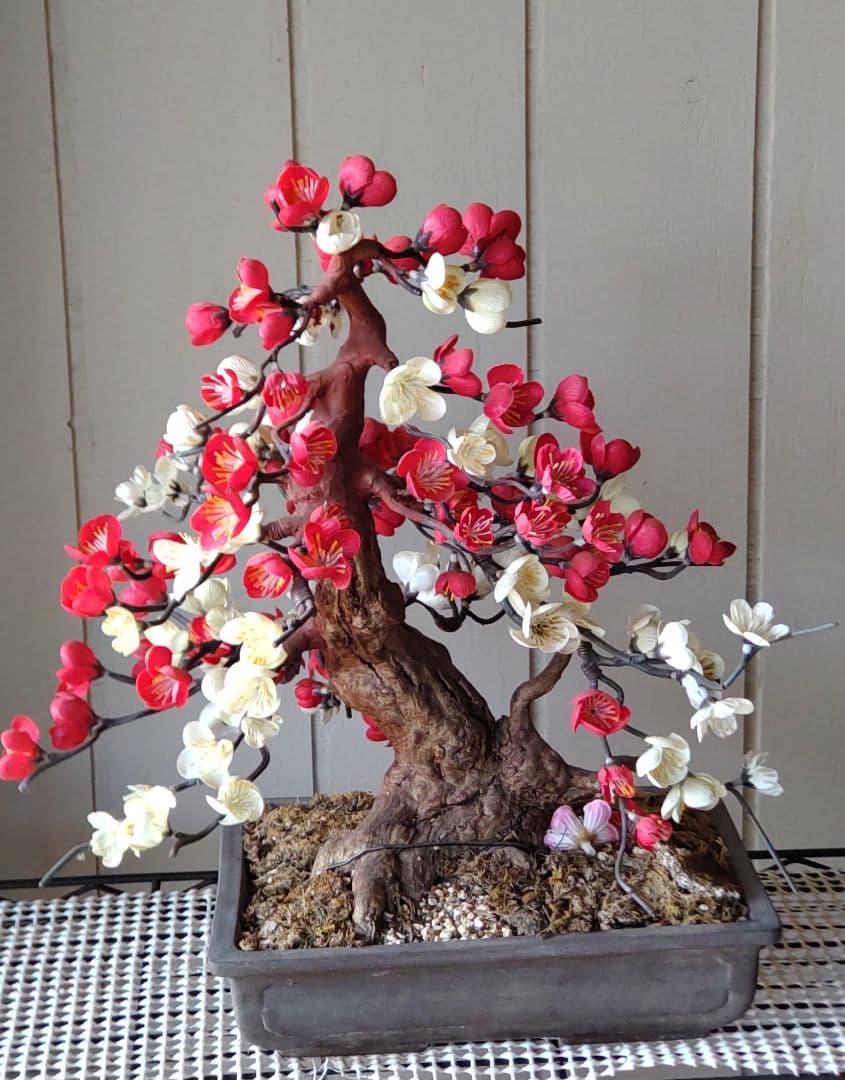 工芸盆栽 梅（赤・白）約60cm