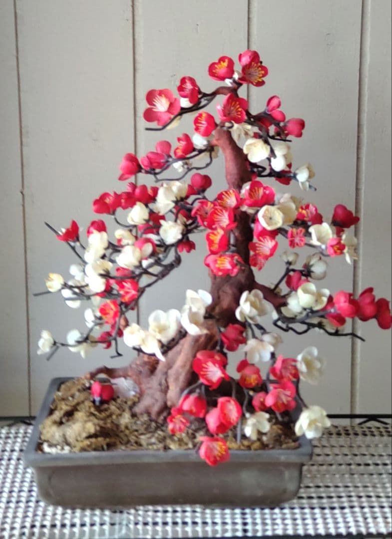 工芸盆栽 梅（赤・白）約60cm