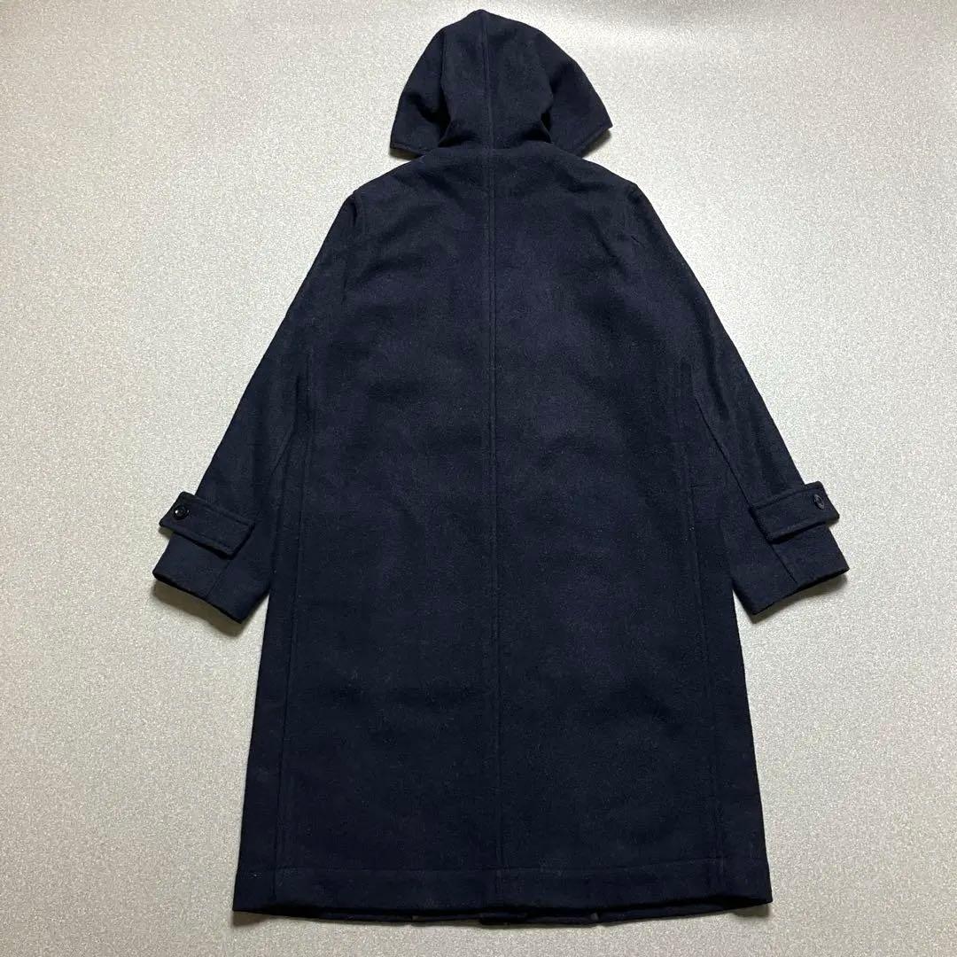 MHL.ウールフーデッドコート ロング ネイビー エムエイチエル