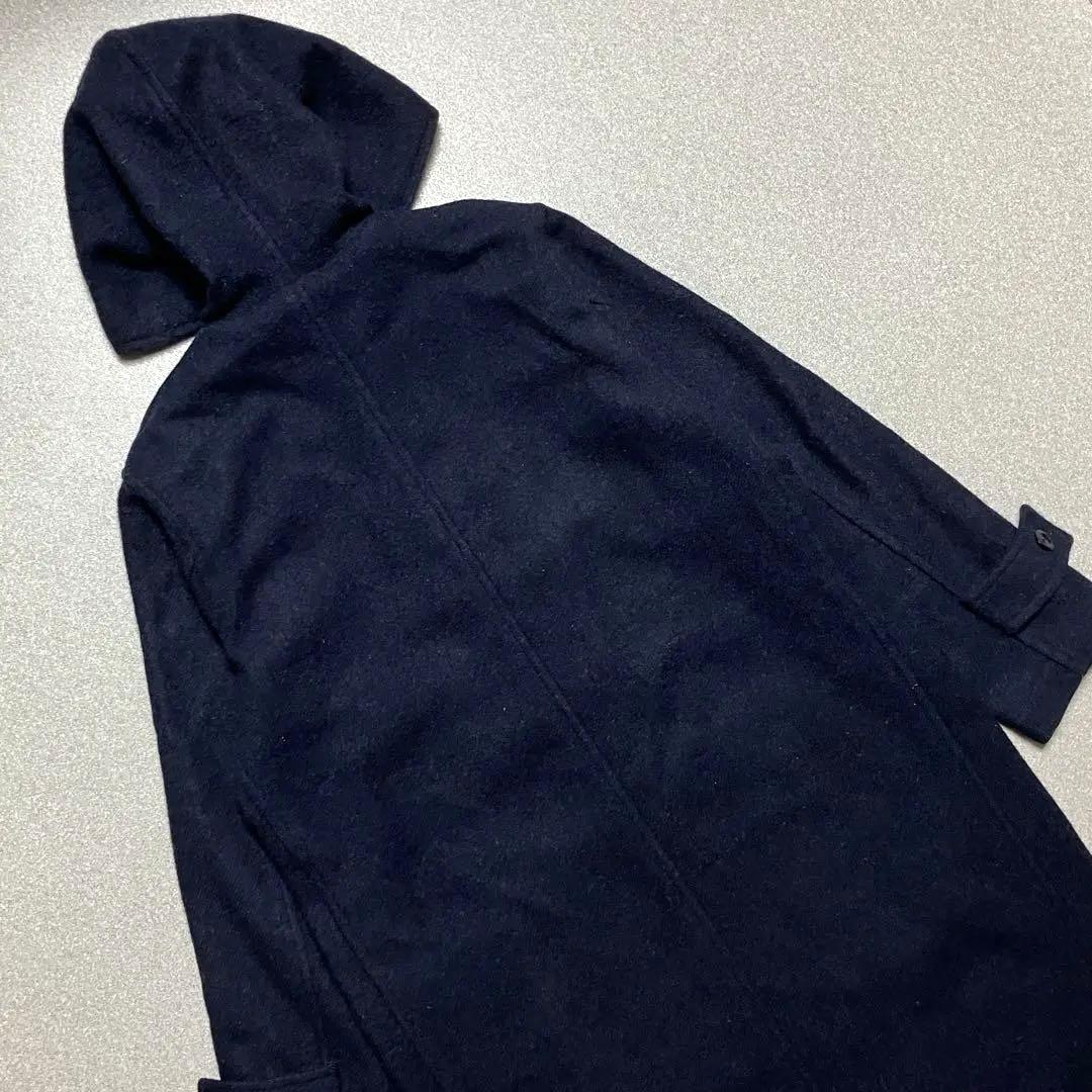 MHL.ウールフーデッドコート ロング ネイビー エムエイチエル