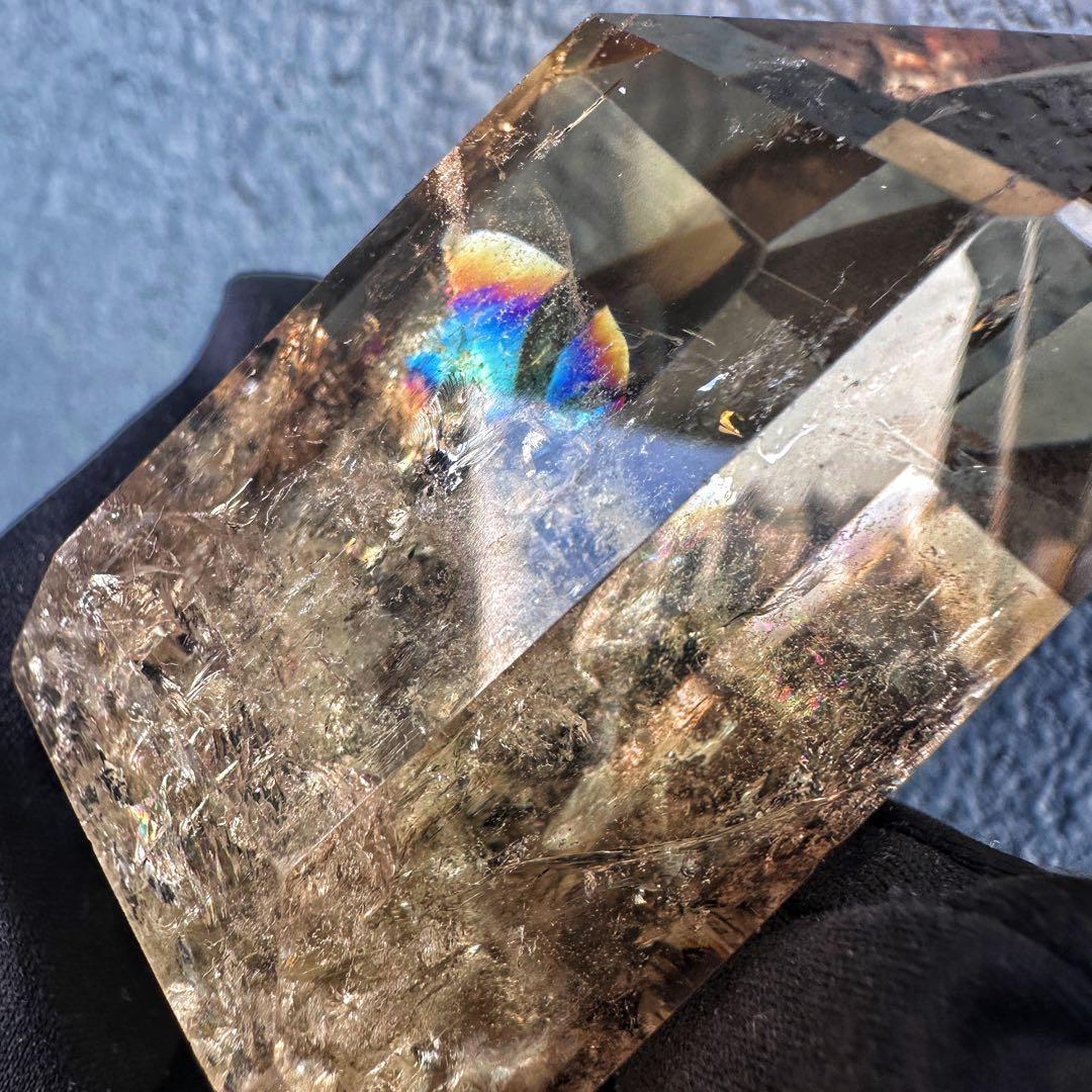 【開運 魔除】絶品❗️レインボー煙水晶スモーキーシトリン六角柱 超パワーA1497