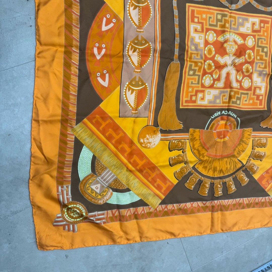 HERMES カレ90 HUACA PIRU 神聖なるペルー シルク スカーフ
