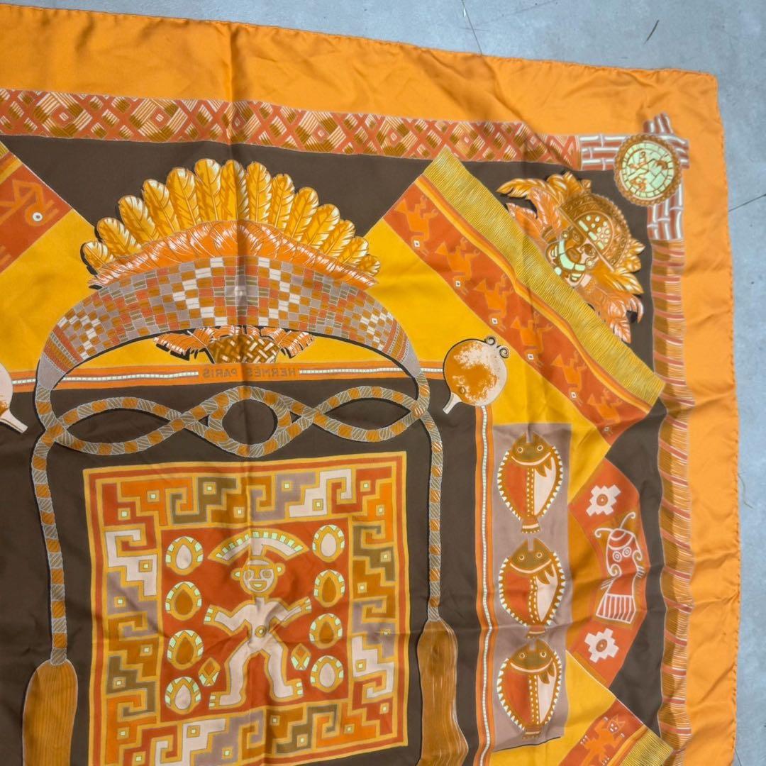 HERMES カレ90 HUACA PIRU 神聖なるペルー シルク スカーフ