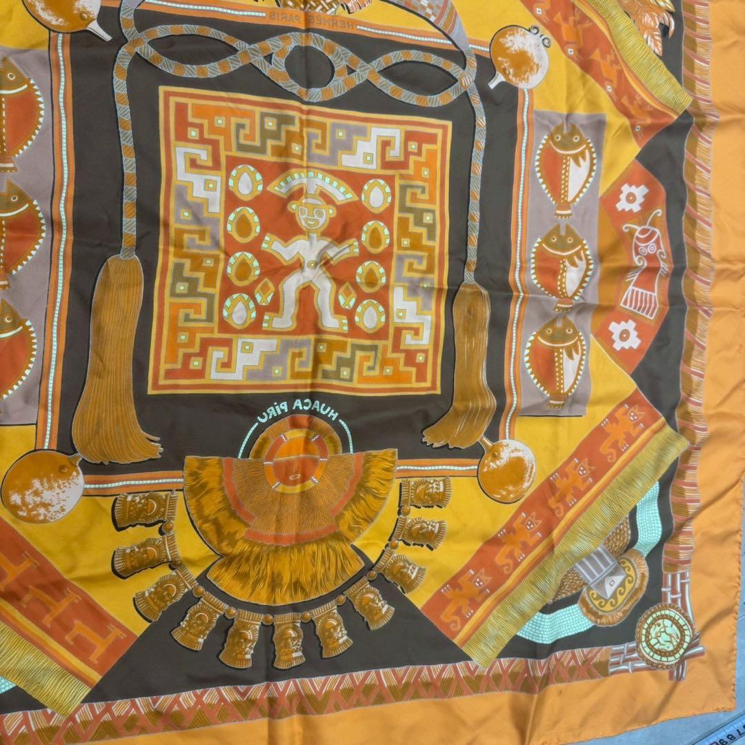 HERMES カレ90 HUACA PIRU 神聖なるペルー シルク スカーフ