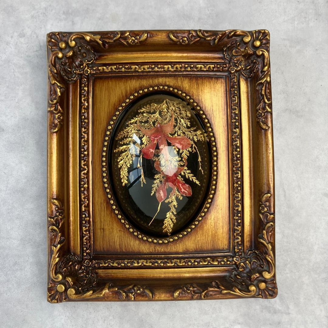 アンティーク　胡蝶蘭　花　金24KGP　リーフインフレーム インテリア ゴールド