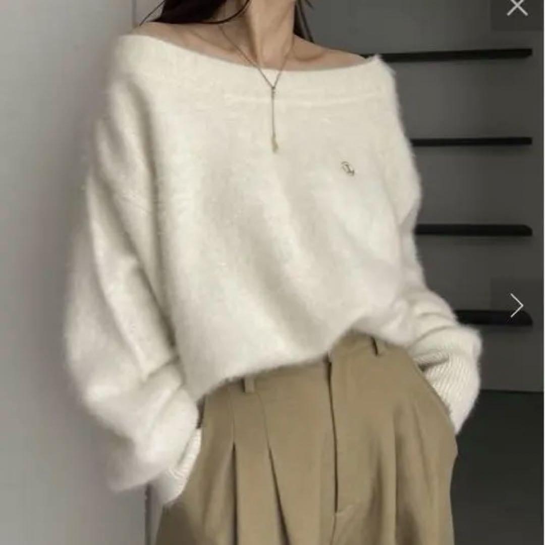 【C.L】 FOXカシミアボートネックニットオフホワイト カプリシュレマージュ