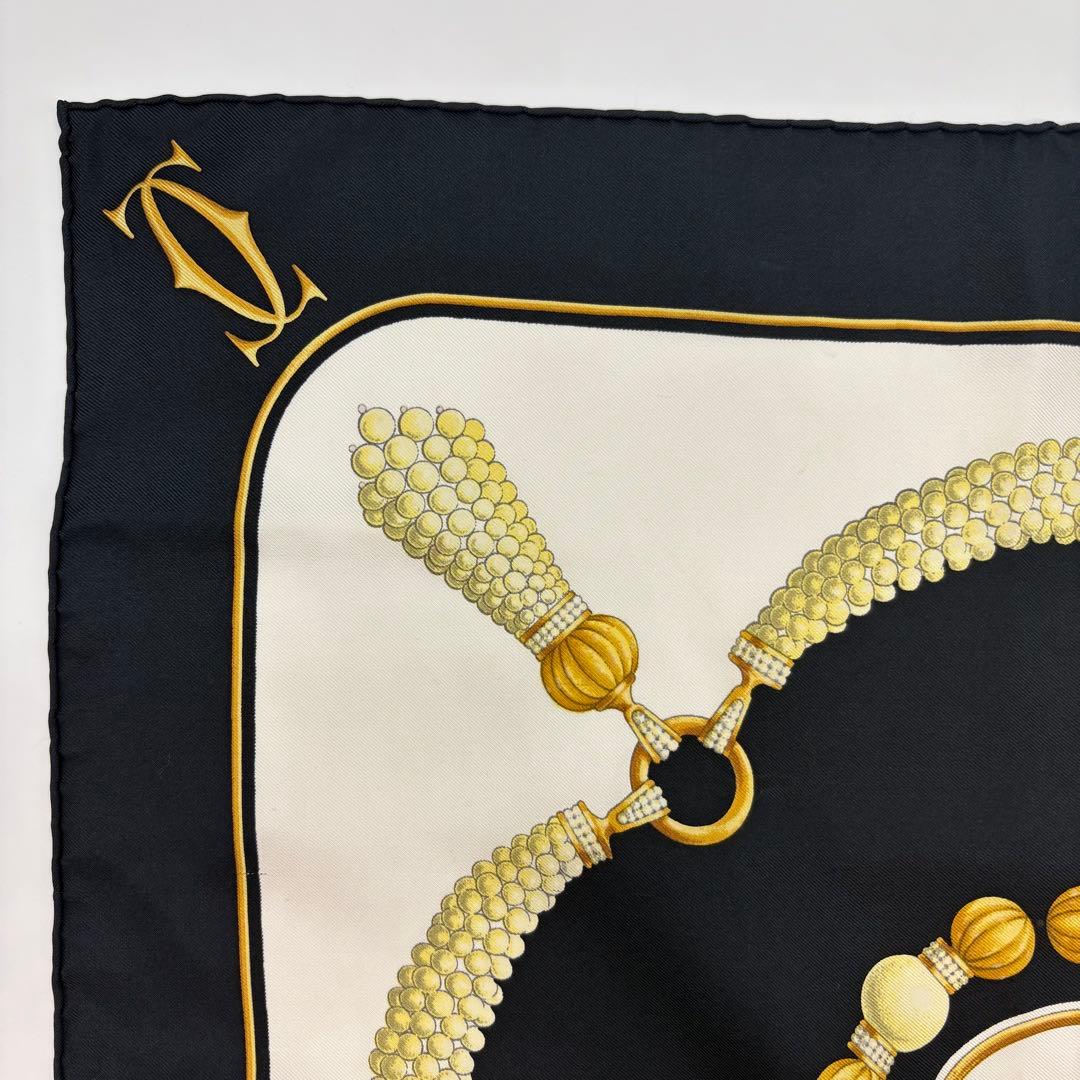 ♡美品♡ カルティエ Cartier スカーフ 宝石柄 大判　ブラック