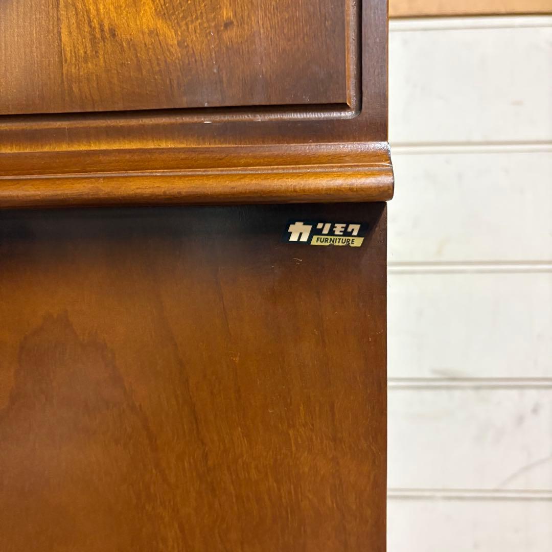 カリモク　電話台　サイドチェスト　ラック　木製　取手に装飾あり
