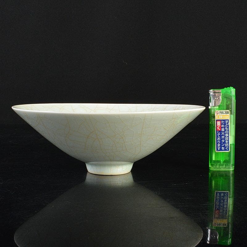 中国　影青　貼魚氷裂文鉢　茶碗　C　R6494