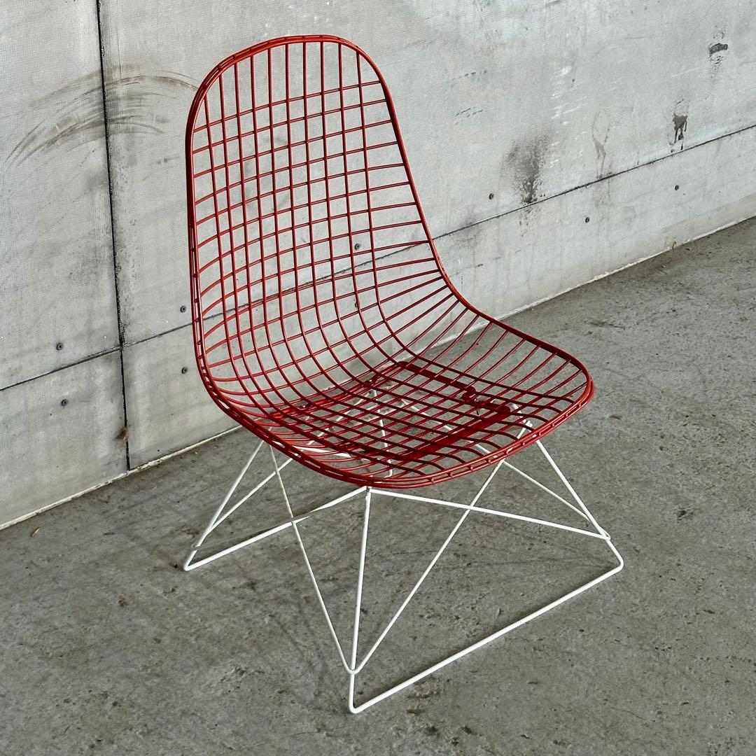 ✦ワイヤーチェア✦イームズデザイン ミッドセンチュリー レッド スチール チェア