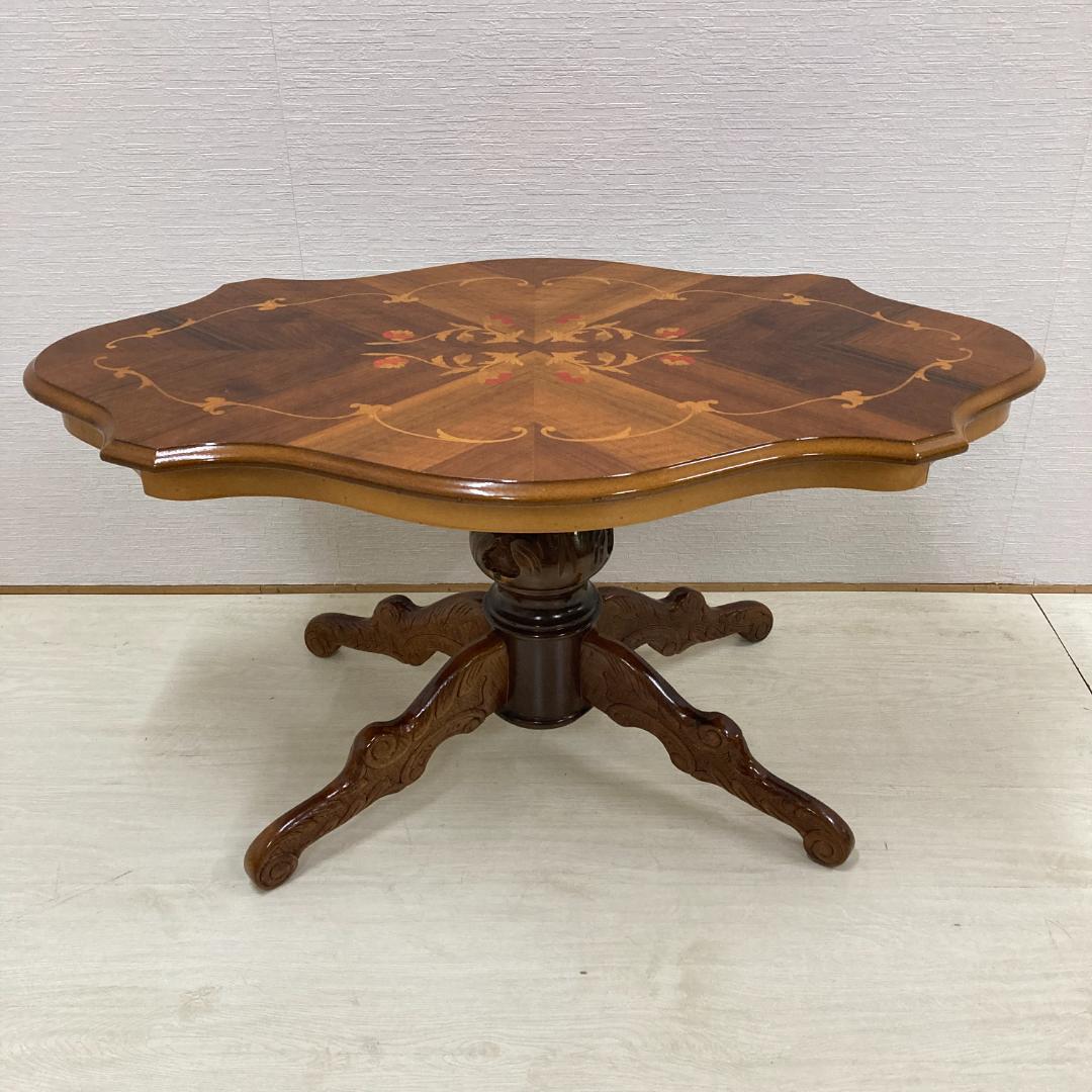 イタリア　象嵌　猫脚　リビングテーブル　センターテーブル　クラシック