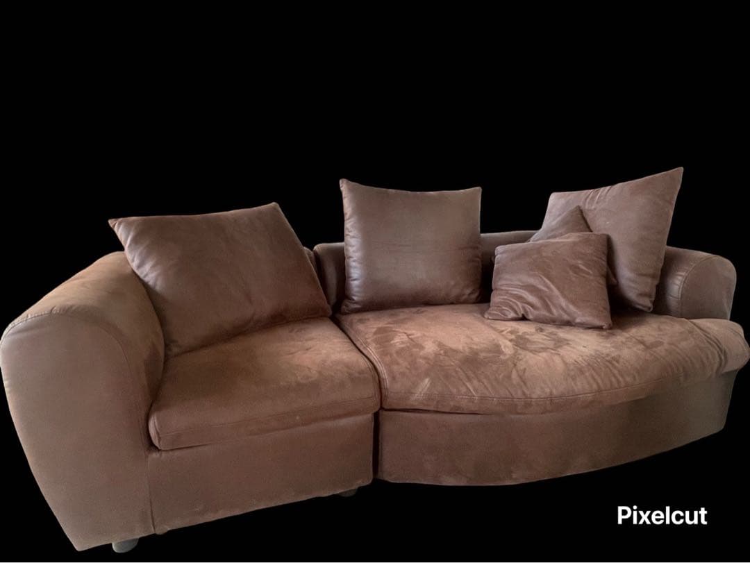 ブラウンカーブ型ソファ 210cm 定価139,800