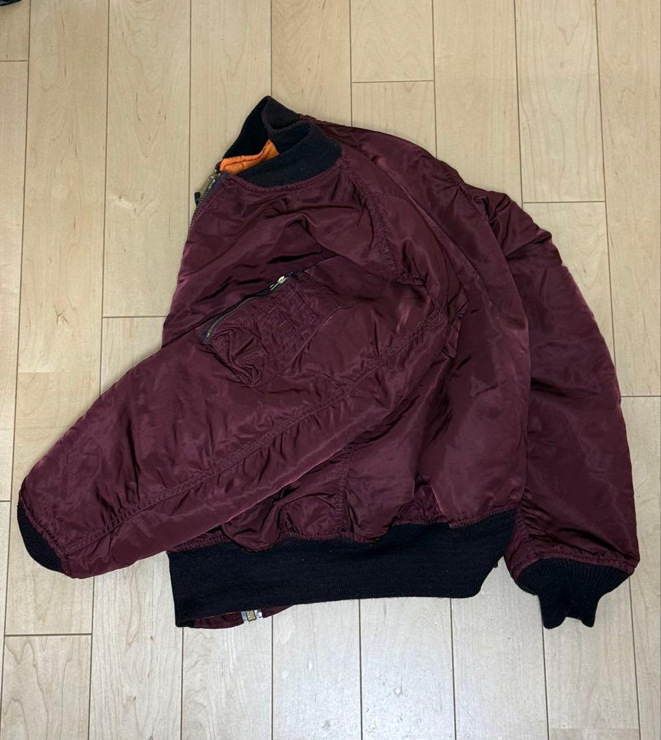 90sUSA製ALPHAアルファMA-1フライトジャケットMワインレッドボルドー