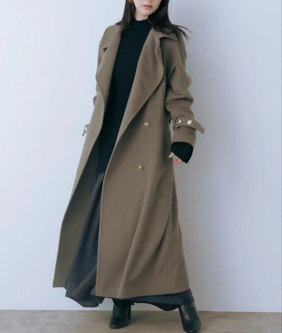 2025AW 新品SNIDEL ウールカシミヤ スタンドカラーコート ブラウン