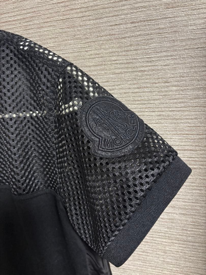 MONCLER メッシュ 半袖ワンピース 黒