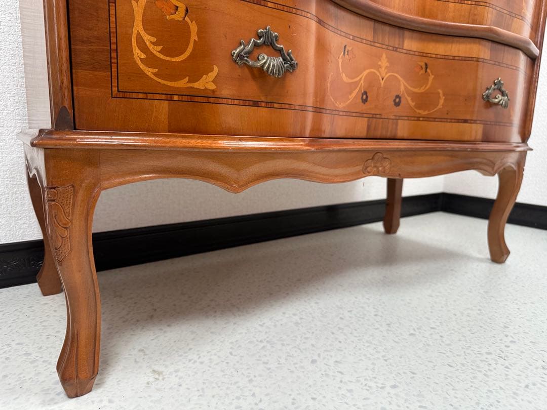 ITALY イタリア 象嵌彫ライティングビューロー 猫足 鍵付き　※i4※