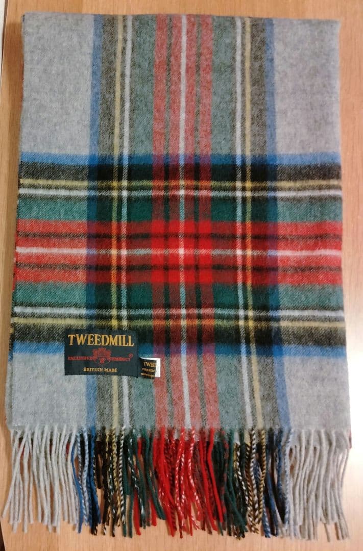 TWEEDMILL ツイードミル 大判 ストール ライトグレー チェック柄