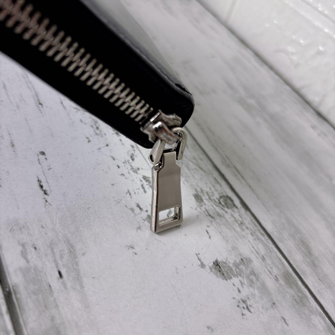 美品 DIESEL ディーゼル レザー 長財布 ラウンドファスナー 黒 Dロゴ