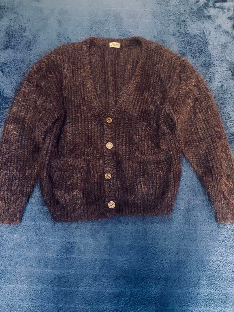 いんこ 極美品80sビンテージJUNMEN毛足長モヘア　カーディガン旧タグ