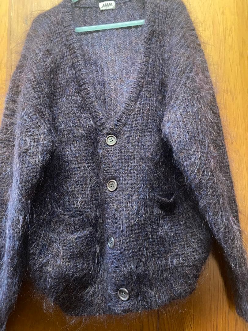 いんこ 極美品80sビンテージJUNMEN毛足長モヘア　カーディガン旧タグ