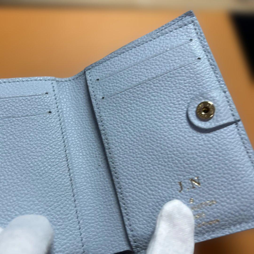 美品★ルイ ヴィトン★ポルトフォイユ・リサ★折り財布★水色ブルーオランプ