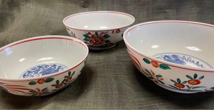 京都 酒見商店 呉須赤絵 多用鉢 盛り鉢 3点