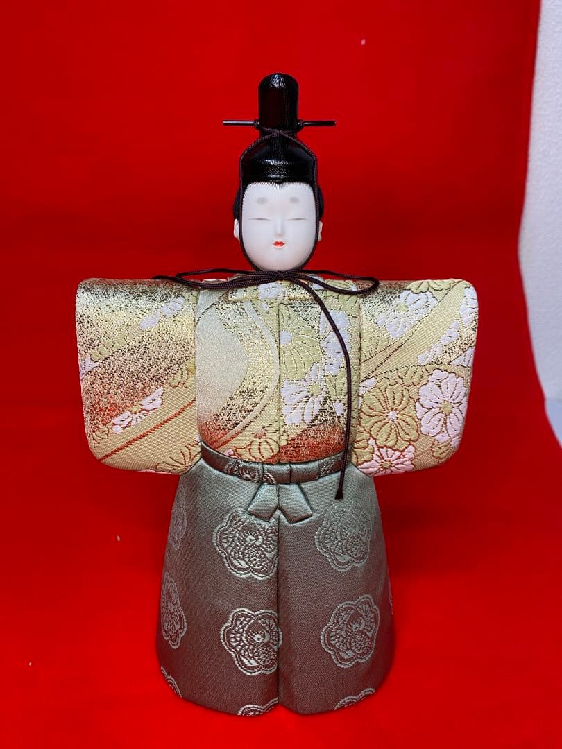 一秀作　江戸木目込人形　立親王飾りケース入・間口約３９×奥行約２５×高約４１㎝