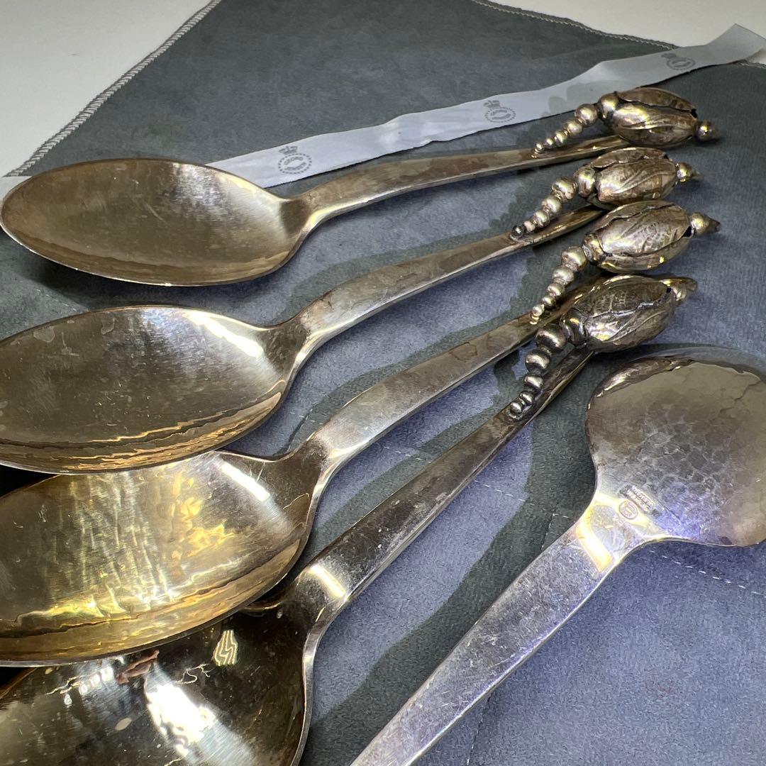 ジョージジェンセン　最高峰　ブロッサム　ディナースプーン　5本組　袋付　345g