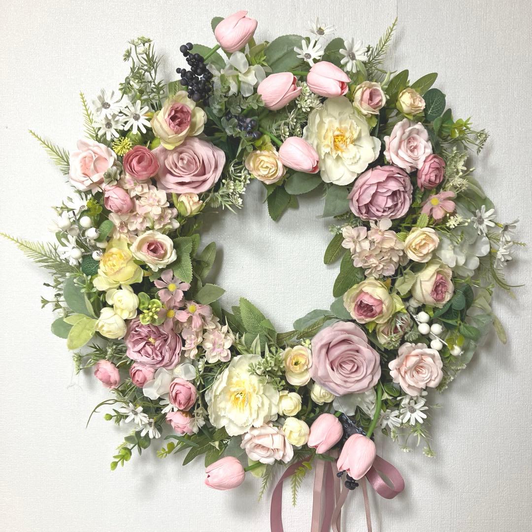 『 スリズィエ フルレゾン』 おっきなチューリップのリース　他一点