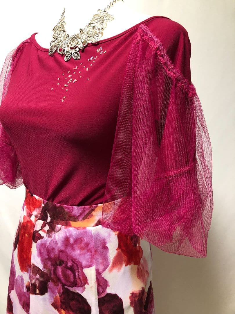 社交ダンス練習着レッスン着パーティChacott花柄スカートドレストップスおまけ